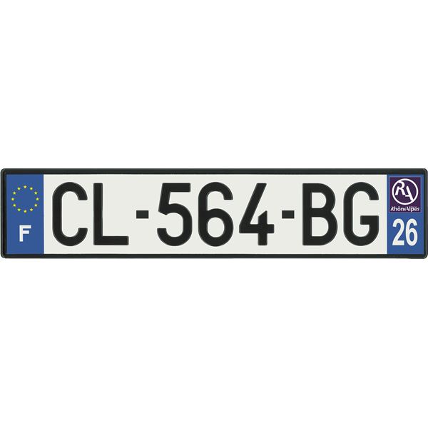 Plaque immatriculation alu basic 520 x 110 mm département 26