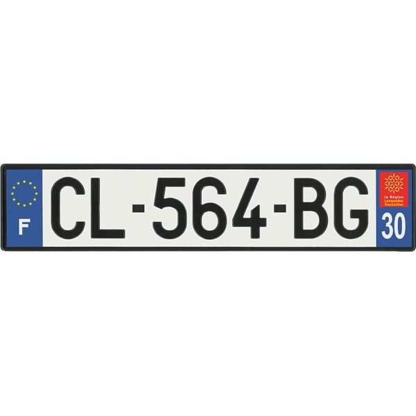 Plaque immatriculation alu basic 520 x 110 mm département 30