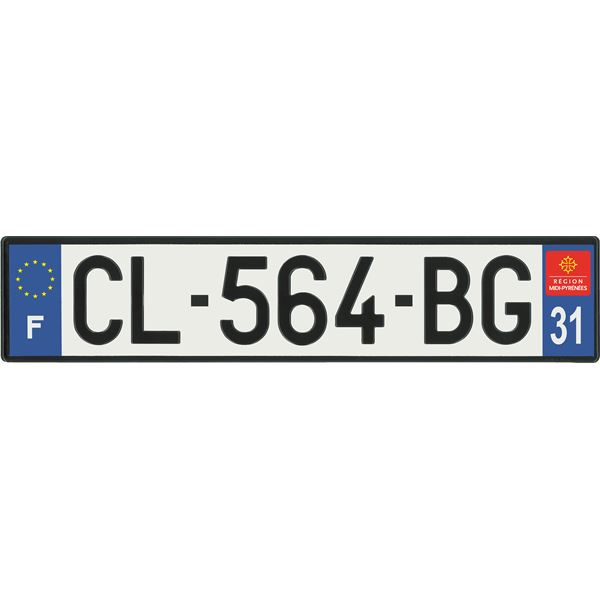 Plaque immatriculation alu basic 520 x 110 mm département 31