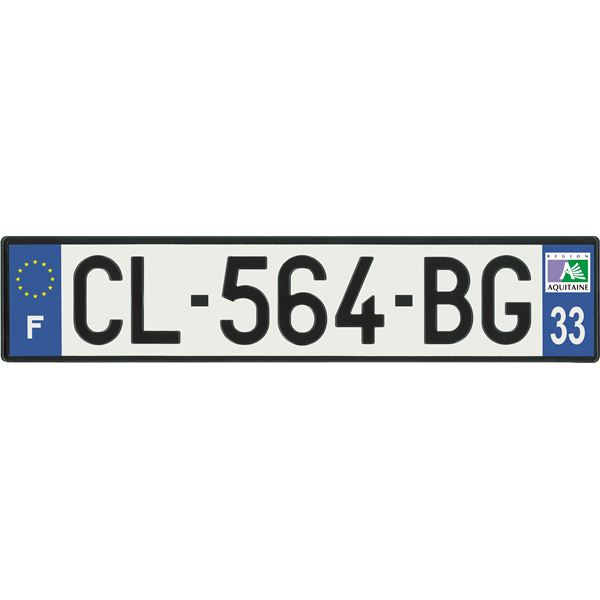 Plaque immatriculation alu basic 520 x 110 mm département 33