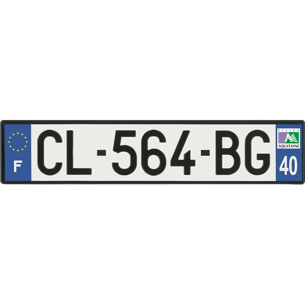 Plaque immatriculation alu basic 520 x 110 mm département 40