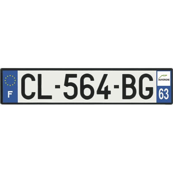 Plaque immatriculation alu basic 520 x 110 mm département 63
