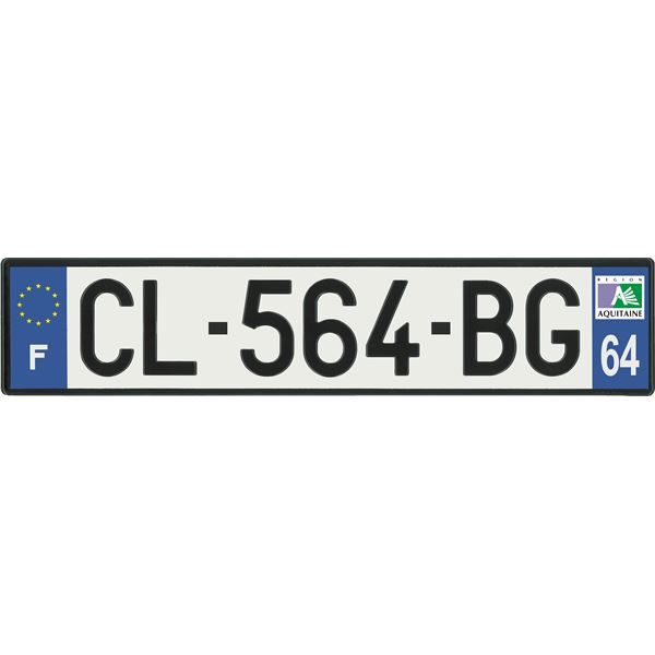 Plaque immatriculation alu basic 520 x 110 mm département 64
