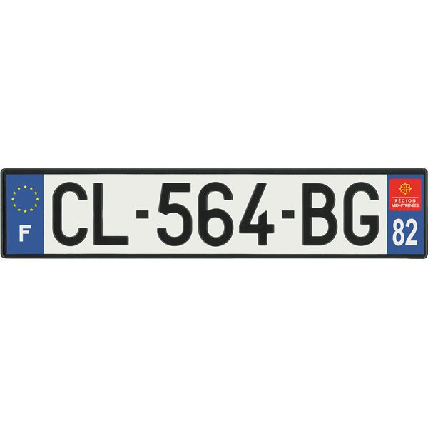 Plaque immatriculation alu basic 520 x 110 mm département 82