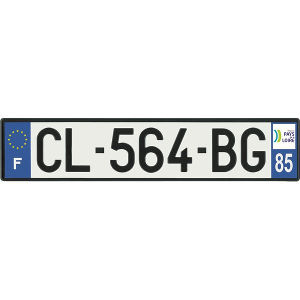 Plaque immatriculation alu basic 520 x 110 mm département 85