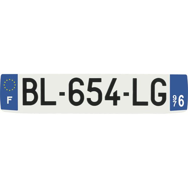 Plaque immatriculation alu confort 520 x 110 mm département 976