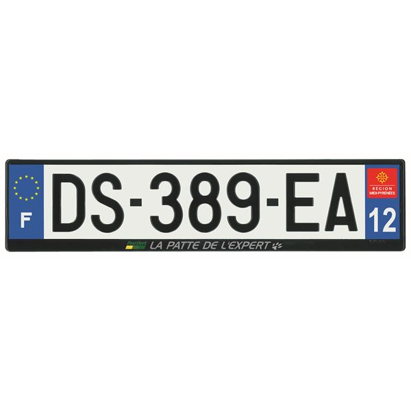 Plaque immatriculation alu basic 520 x 120 mm département 12