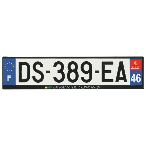 Plaque immatriculation alu basic 520 x 120 mm département 46