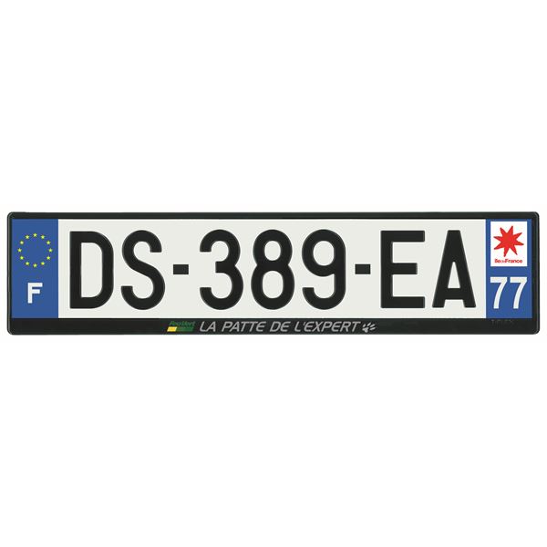 Plaque immatriculation alu basic 520 x 120 mm département 77