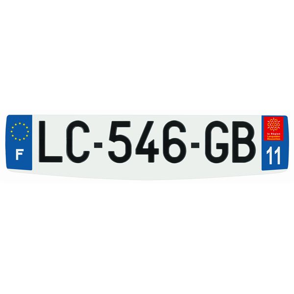 Plaque immatriculation alu confort 520 x 120 mm département 11