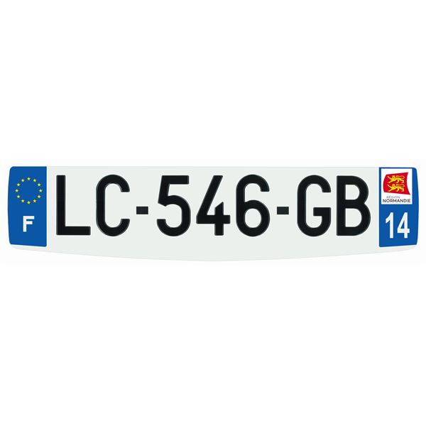 Plaque immatriculation alu confort 520 x 120 mm département 14