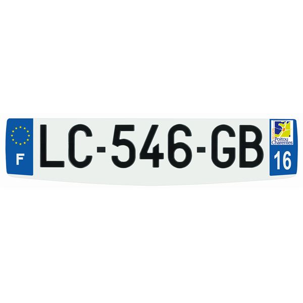 Plaque immatriculation alu confort 520 x 120 mm département 16