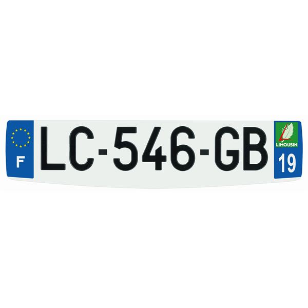 Plaque immatriculation alu confort 520 x 120 mm département 19