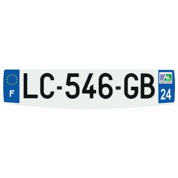 Plaque immatriculation alu confort 520 x 120 mm département 24