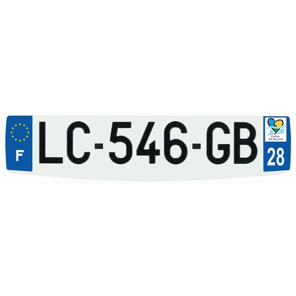 Plaque immatriculation alu confort 520 x 120 mm département 28