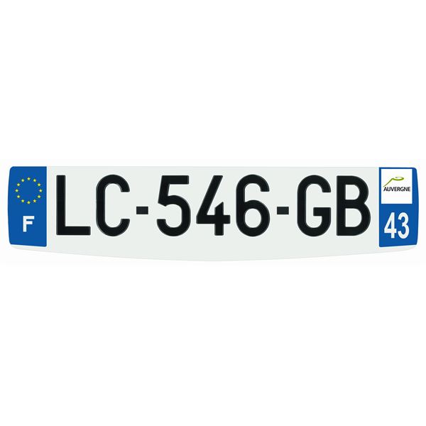 Plaque immatriculation alu confort 520 x 120 mm département 43