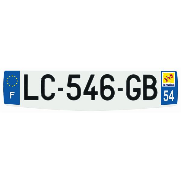 Plaque immatriculation alu confort 520 x 120 mm département 54