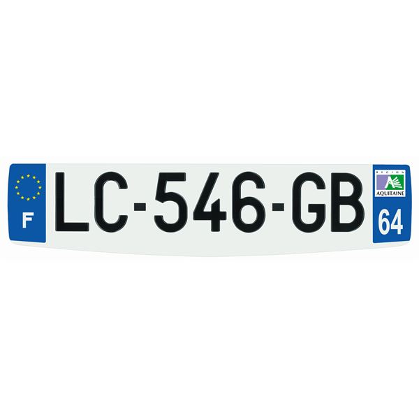 Plaque immatriculation alu confort 520 x 120 mm département 64