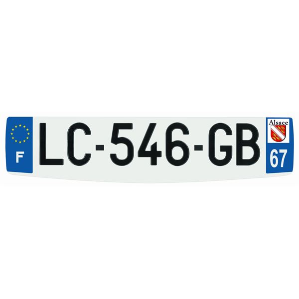 Plaque immatriculation alu confort 520 x 120 mm département 67