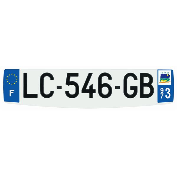 Plaque immatriculation alu confort 520 x 120 mm département 973