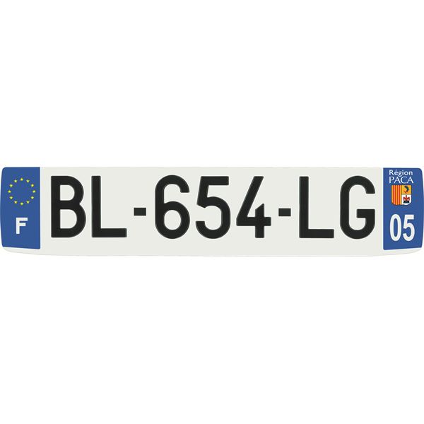 Plaque immatriculation alu confort 520 x 110 mm département 05
