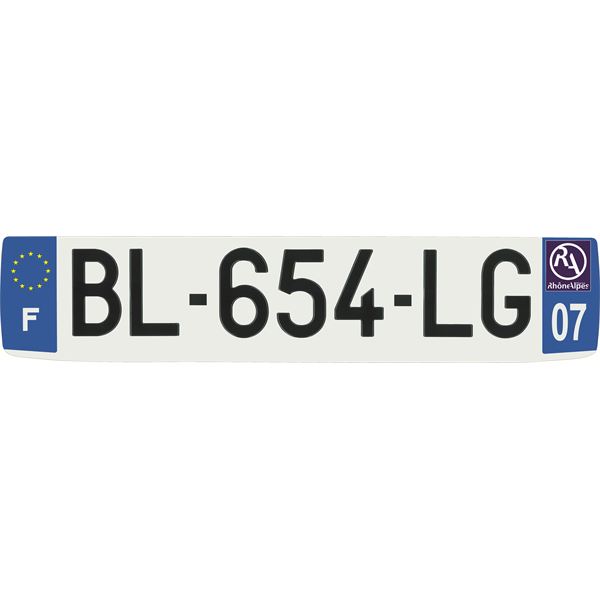 Plaque immatriculation alu confort 520 x 110 mm département 07