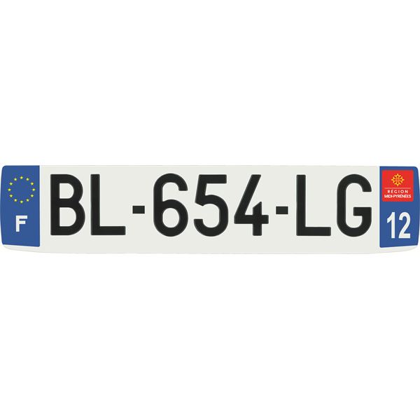 Plaque immatriculation alu confort 520 x 110 mm département 12