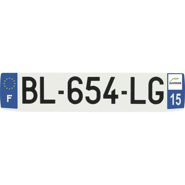 Plaque immatriculation alu confort 520 x 110 mm département 15