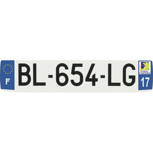 Plaque immatriculation alu confort 520 x 110 mm département 17