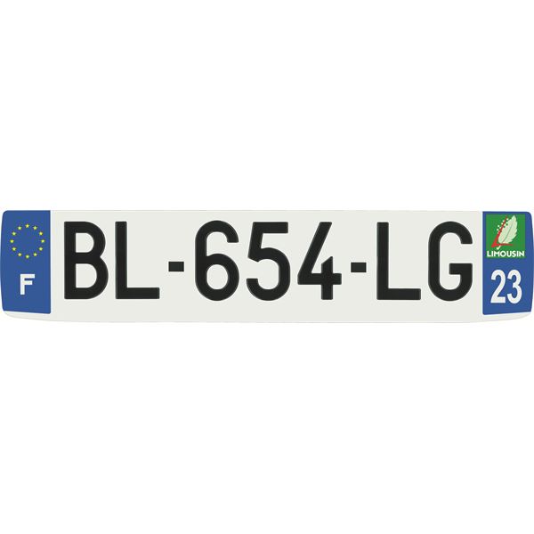 Plaque immatriculation alu confort 520 x 110 mm département 23