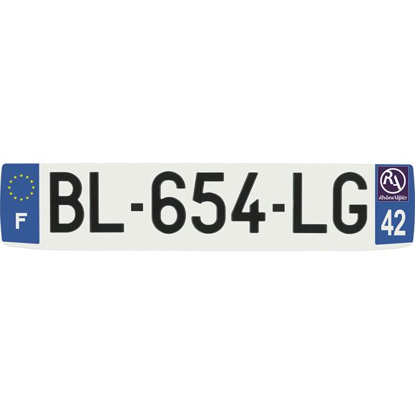 Plaque immatriculation alu confort 520 x 110 mm département 42