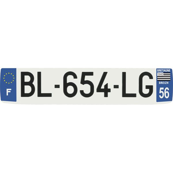 Plaque immatriculation alu confort 520 x 110 mm département 56