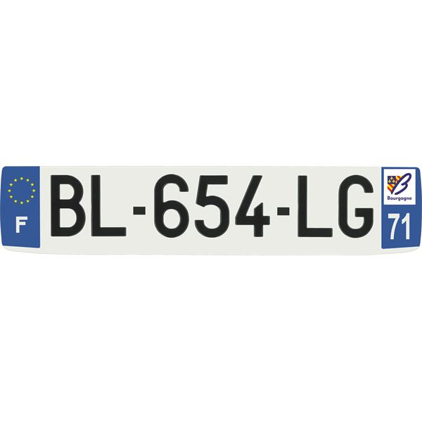 Plaque immatriculation alu confort 520 x 110 mm département 71