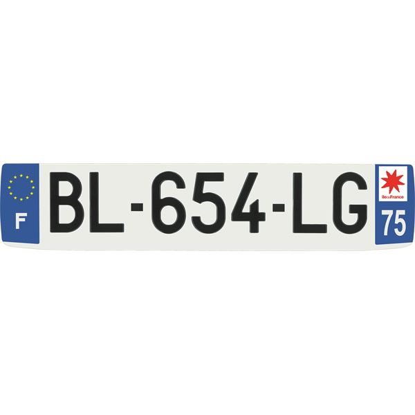 Plaque immatriculation alu confort 520 x 110 mm département 75