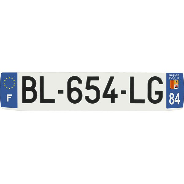 Plaque immatriculation alu confort 520 x 110 mm département 84