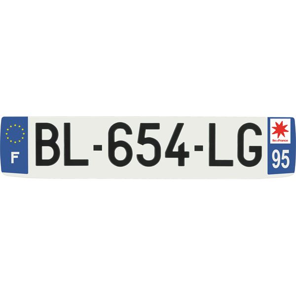 Plaque immatriculation alu confort 520 x 110 mm département 95