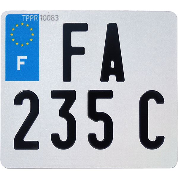 Plaque immatriculation cyclo alu Prof 140 x 120 mm