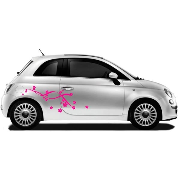 2 Autocollants voiture vagues de fleurs Fleurs Blanc Cadox