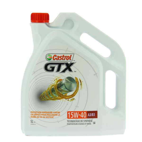 Huile moteur CASTROL GTX A3/B3 Essence/Diesel 15W40 5L