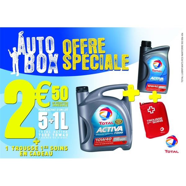 TOTAL ACTIVA 9000 E10W40 5L + 1L + ORI + Trousse 1er soins