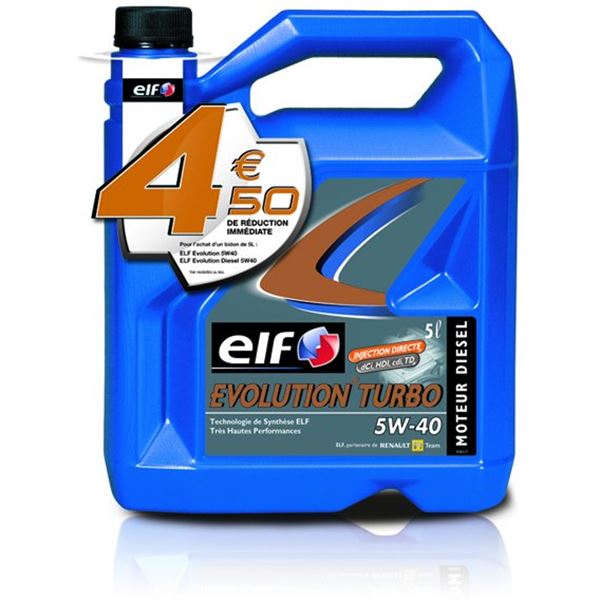 Huile 100% synthèse essence Elf Evolution 5W40 5L