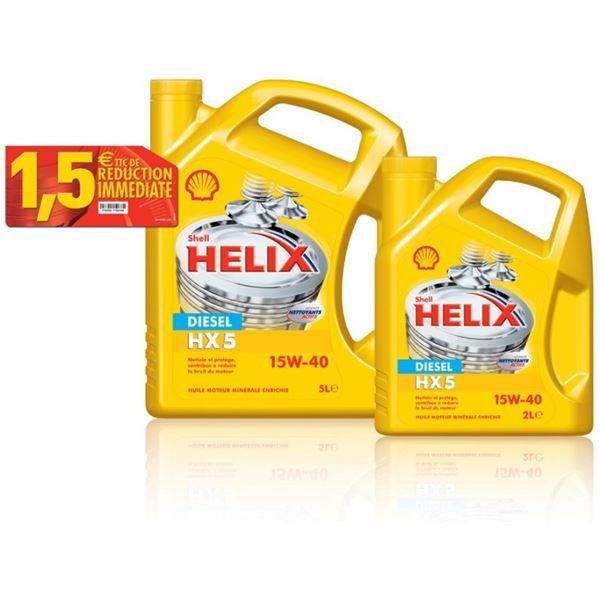 Huile SHELL HX5 essence 15w40 5L + 2L