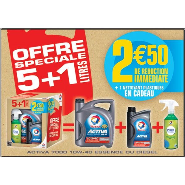 Lubrifiant à base de synthèse Diesel Total Activa 7000 10W40 5L