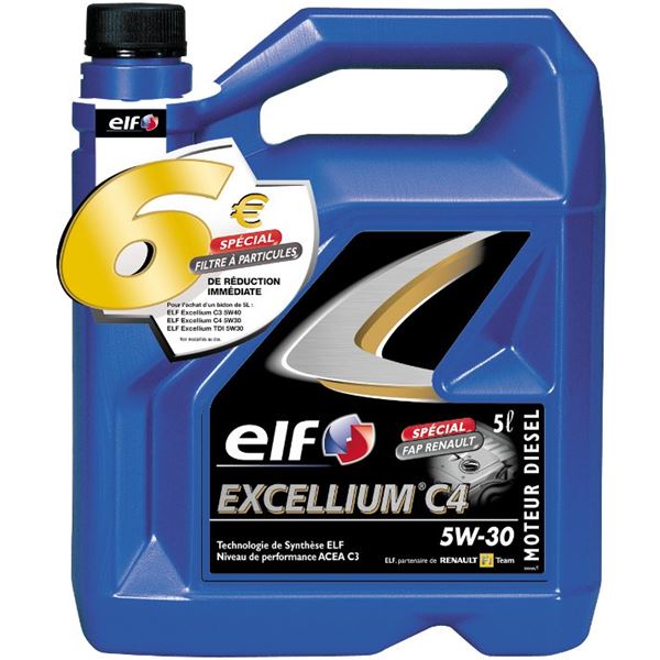 Huile moteur ELF EXCELLIUM C4 essence et diesel 5W30 5L