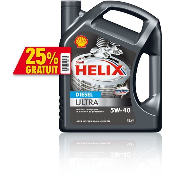 Shell Helix ultra 5w40 essence 5L 25% gratuit