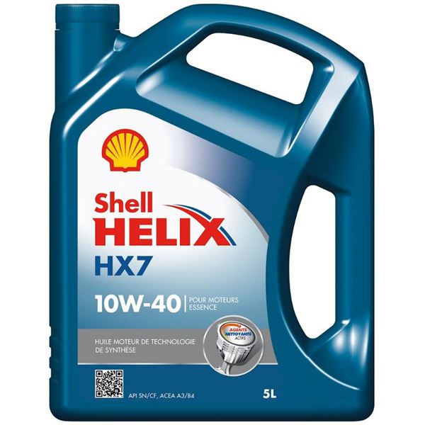 Huile moteur semi-synthèse SHELL HELIX HX7 10W40 ESSENCE 5L