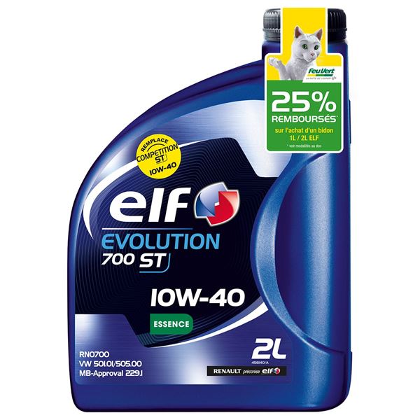 Huile moteur ELF EVOLUTION 700 essence 10W40 2L