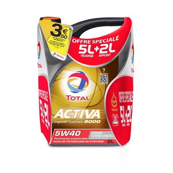 Huile moteur TOTAL ACTIVA 9000 diesel 5W40 5+2L