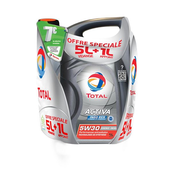 Huile moteur TOTAL ACTIVA INEO ECS essence et diesel 5W30 5+1L