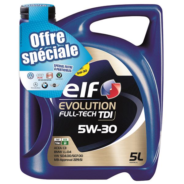 Huile moteur ELF Evolution FULL-TECH TDI pour tous types de véhicules, de viscosité 5W30 5L